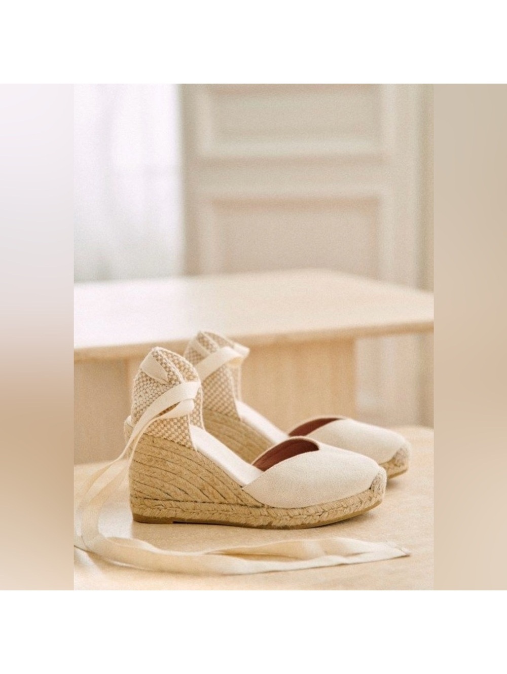 Sézane Espadrille Wedge Platform Sandals White Canvas EU 42 US 11